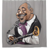 ジャズミュージシャン シャワーカーテン (正面)