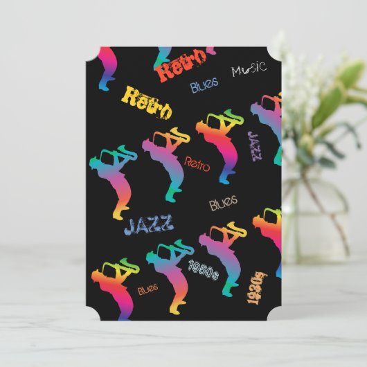 ジャズミュージシャン レトロ ミュージック ブルース パーティー エレクトリック 招待状 (スタンド正面)