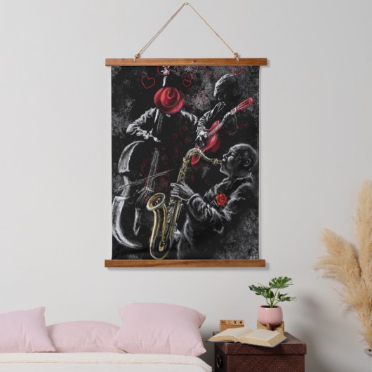 ジャズミュージックぶら下がったのタペストリーが絵画大好き 吊り下げ型タペストリー (寝室)
