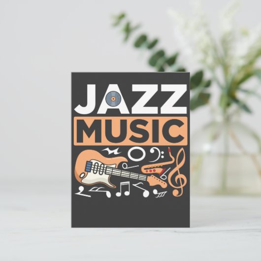 ジャズミュージックギタリストサクソポニストブルースミュージシャン ポストカード (スタンド正面)