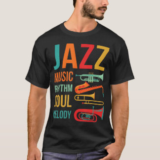 ジャズミュージックリズムソウルメロディーレトロ楽器 Tシャツ