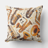 ジャズメロディ – サクソフォンミュージカルパターン クッション (正面)