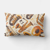 ジャズメロディ – サクソフォンミュージカルパターン ランバークッション (正面)