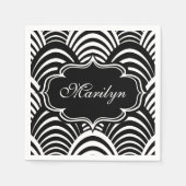 ジャズモダンアジエレガントュブラックとホワイト1920年代 スタンダードカクテルナプキン (正面)