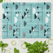 ジャズモダン – ライトブルー80C6C6 キッチンタオル (折り畳み)