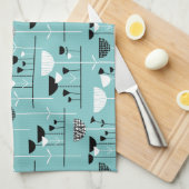 ジャズモダン – ライトブルー80C6C6 キッチンタオル (四つ折り)