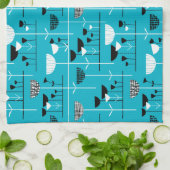 ジャズモダン – 青00b2ca キッチンタオル (折り畳み)