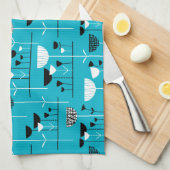 ジャズモダン – 青00b2ca キッチンタオル (四つ折り)