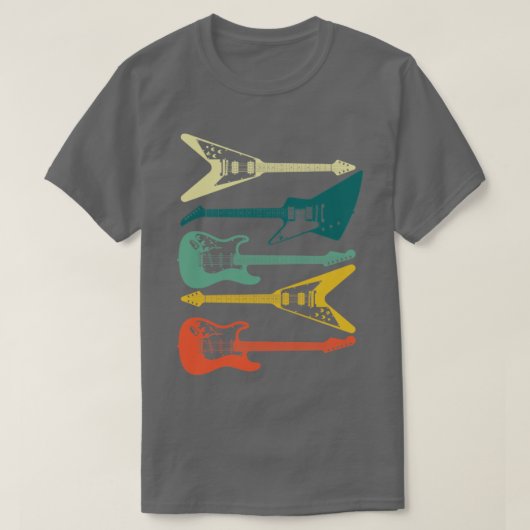 ジャズレトロギターピックヴィンテージ Tシャツ (デザイン正面)