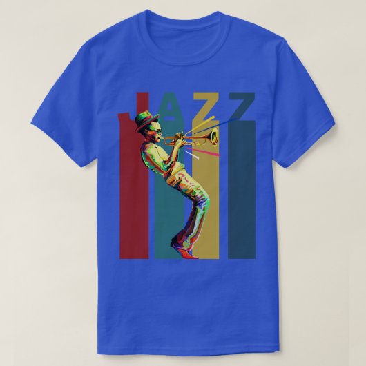 ジャズレトロデザインとジャズトランペットプレーヤー1 Tシャツ (デザイン正面)