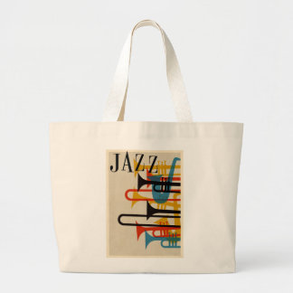ジャズレトロ1950年代スタイルポスターbeatnik midcentury m ラージトートバッグ