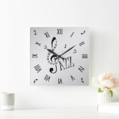 ジャズロカッコいいマン数字 スクエア壁時計 (ホーム)