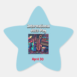 ジャズ国際的デー4月30日 星シール