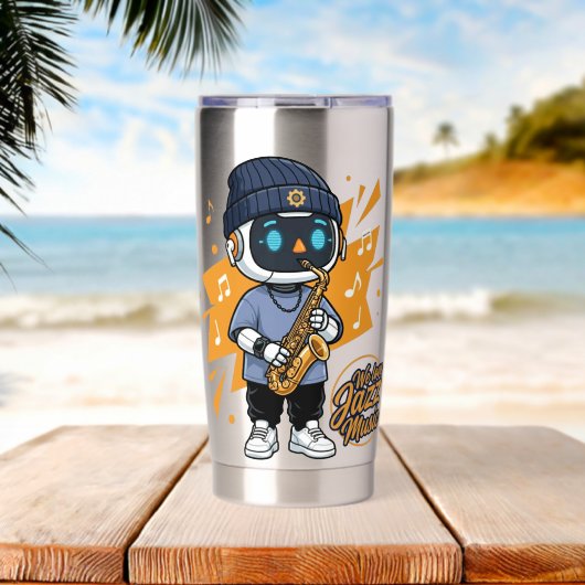 ジャズ大好き 保温保冷タンブラー (ビーチ (回転後))