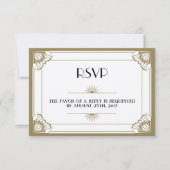 ジャズ年齢の暗灰色のアールデコRSVPの結婚式の応答 出欠カード (正面)