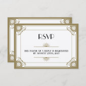 ジャズ年齢の暗灰色のアールデコRSVPの結婚式の応答 出欠カード (正面/裏面)