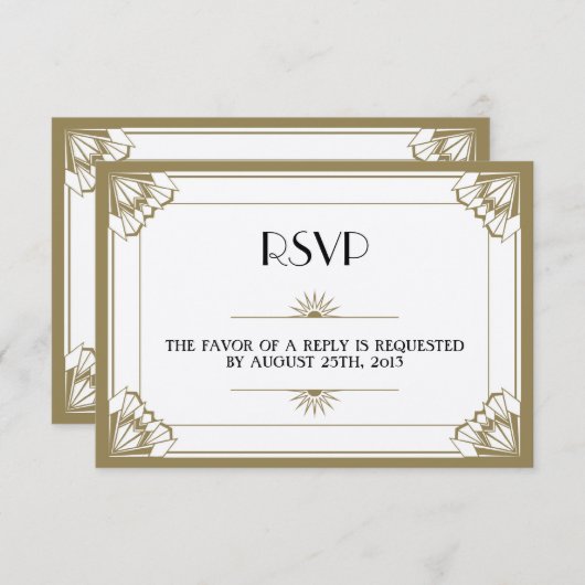 ジャズ年齢の暗灰色のアールデコRSVPの結婚式の応答 出欠カード (正面/裏面)