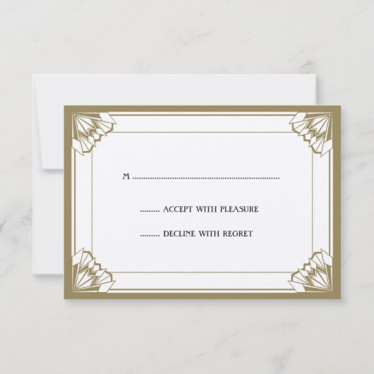 ジャズ年齢の暗灰色のアールデコRSVPの結婚式の応答 出欠カード (裏面)