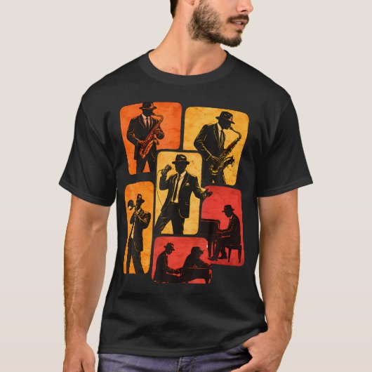 ジャズ愛好家プレーヤー向けジャズ楽器 Tシャツ (正面)