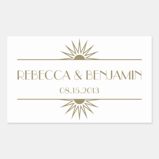 ジャズ時代のトープ幾何学芸術結婚デコ 長方形シール (正面)