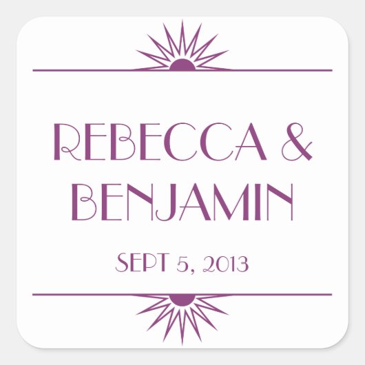 ジャズ時代の紫色の幾何学的なアト結婚ルデコ スクエアシール (正面)