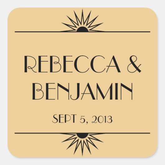 ジャズ時代の鈍い金ゴールド幾何学芸術結婚デコ スクエアシール (正面)