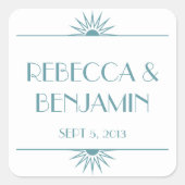 ジャズ時代の青い幾何学芸術結婚デコ スクエアシール (正面)