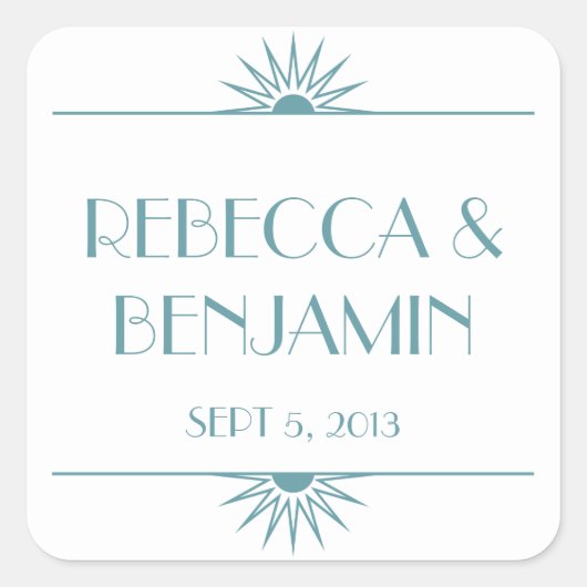 ジャズ時代の青い幾何学芸術結婚デコ スクエアシール (正面)