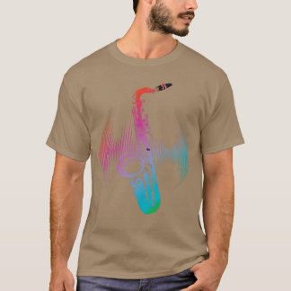 ジャズ楽器サクソポニスト音楽カラフルサクソポ Tシャツ