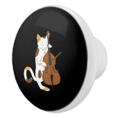 ジャズ猫は直立した低音-ミュージシャンのギフト--を遊びます セラミックノブ (右)