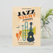 ジャズ誕生日ミュージックメンズウィメンズ 招待状 (スタンド正面)