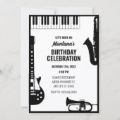 ジャズ音楽の楽器 招待状 (正面)