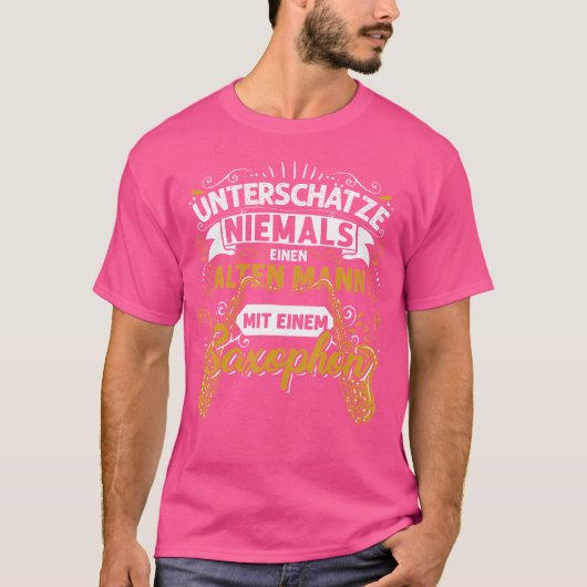 ジャズ音楽オーケストラのギフト老人リタイアサクソン Tシャツ (正面)