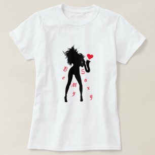 ジャズ音楽サックス奏者の女おもしろい性Tシャツ Tシャツ