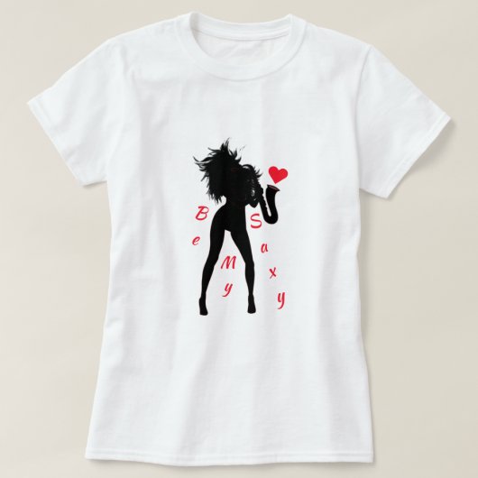 ジャズ音楽サックス奏者の女おもしろい性Tシャツ Tシャツ (デザイン正面)