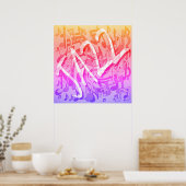 ジャズ音楽パターン踊りスワーリングノートカラフル ポスター (キッチン)