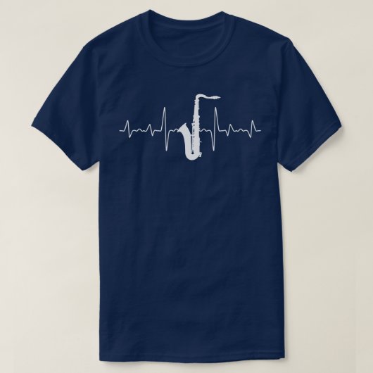ジャズ音楽愛好家ハートビートサクソフォン Tシャツ (デザイン正面)