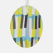ジャズ音楽、黄色の青の幾何学的パターン。 ガラスオーナメント (正面右)