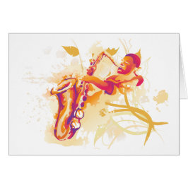 ジャズ風のサクソフォーンの水彩画のスタイルを遊んでいる人