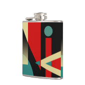 ジャズ風の幾何学的なパターン|黒いティール(緑がかった色)の赤いベージュ色 フラスク (左)