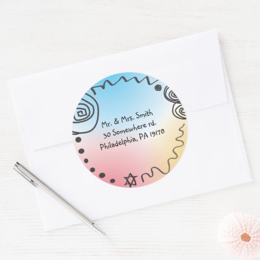 ジャズ風の音楽的なバーのバルミツワーの招待の応答のステッカー ラウンドシール (封筒)