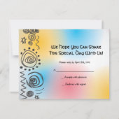 ジャズ風の音楽的なバーのバルミツワーの招待の応答カード 出欠カード (正面)