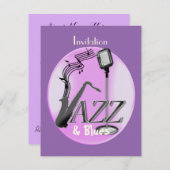 ジャズ・アンド・ブルースをテーマにしたパーティー 招待状 (正面/裏面)
