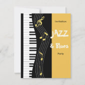 ジャズ・アンド・ブルースをテーマにした誕生日パーティー 招待状 (正面)