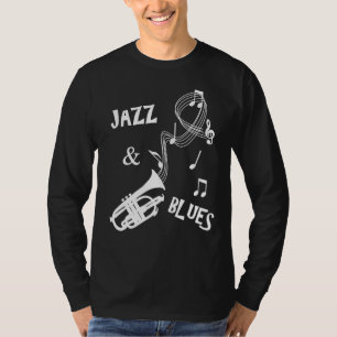 ジャズ・アンド・ブルース・ミュージック・ノートトランペット・グラフ Tシャツ