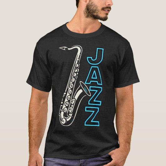 ジャズ - サックス奏者 ミュージック Tシャツ (正面)