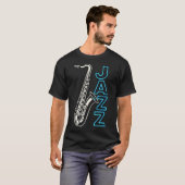 ジャズ - サックス奏者 ミュージック Tシャツ (正面フル)