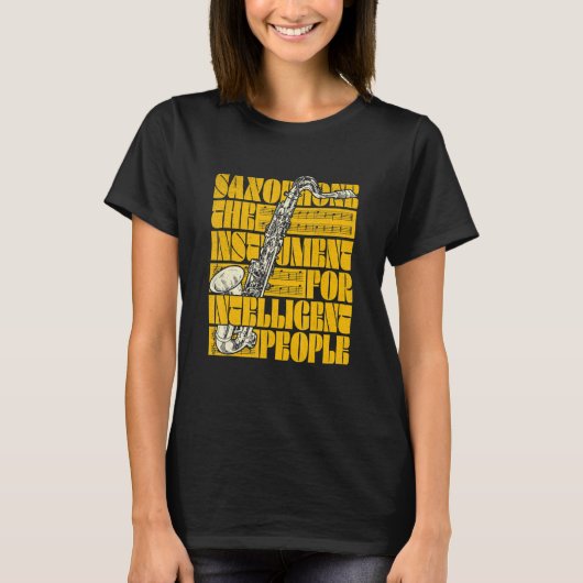 ジャズ サックス 音符 サックス Tシャツ (正面)