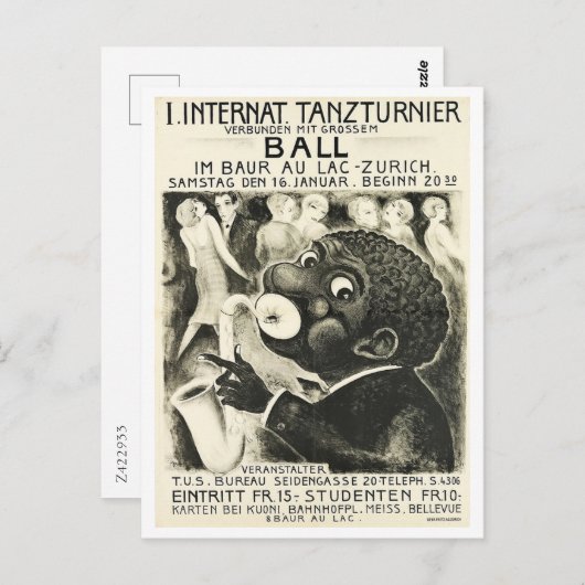 ジャズ,ダンストーナメント,ドイツ語ヴィンテージ ポストカード (正面/裏面)