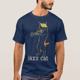 ジャズ・ト遊ランペット・キティ・キャット・ジカッコいいャズ・キャッ Tシャツ